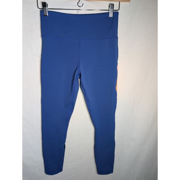 Zyia Active Womens Capri Leggings Sz 6-8 Blue Neon Orange Pockets Athleisure - Picture 2 of 6